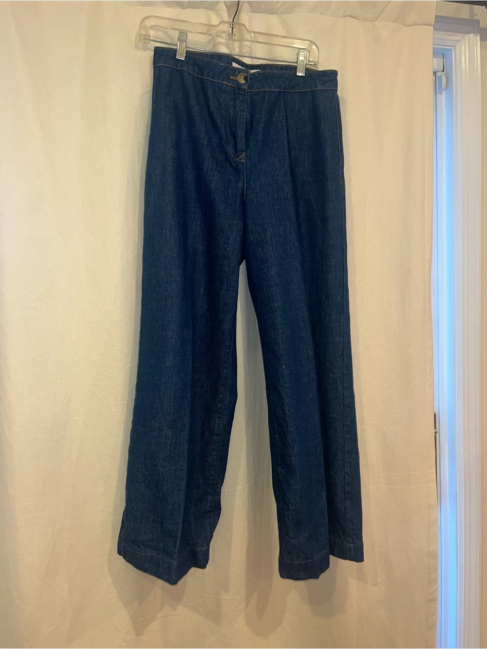 LK Bennett Dark Blue Wide-Leg Denim Trousers